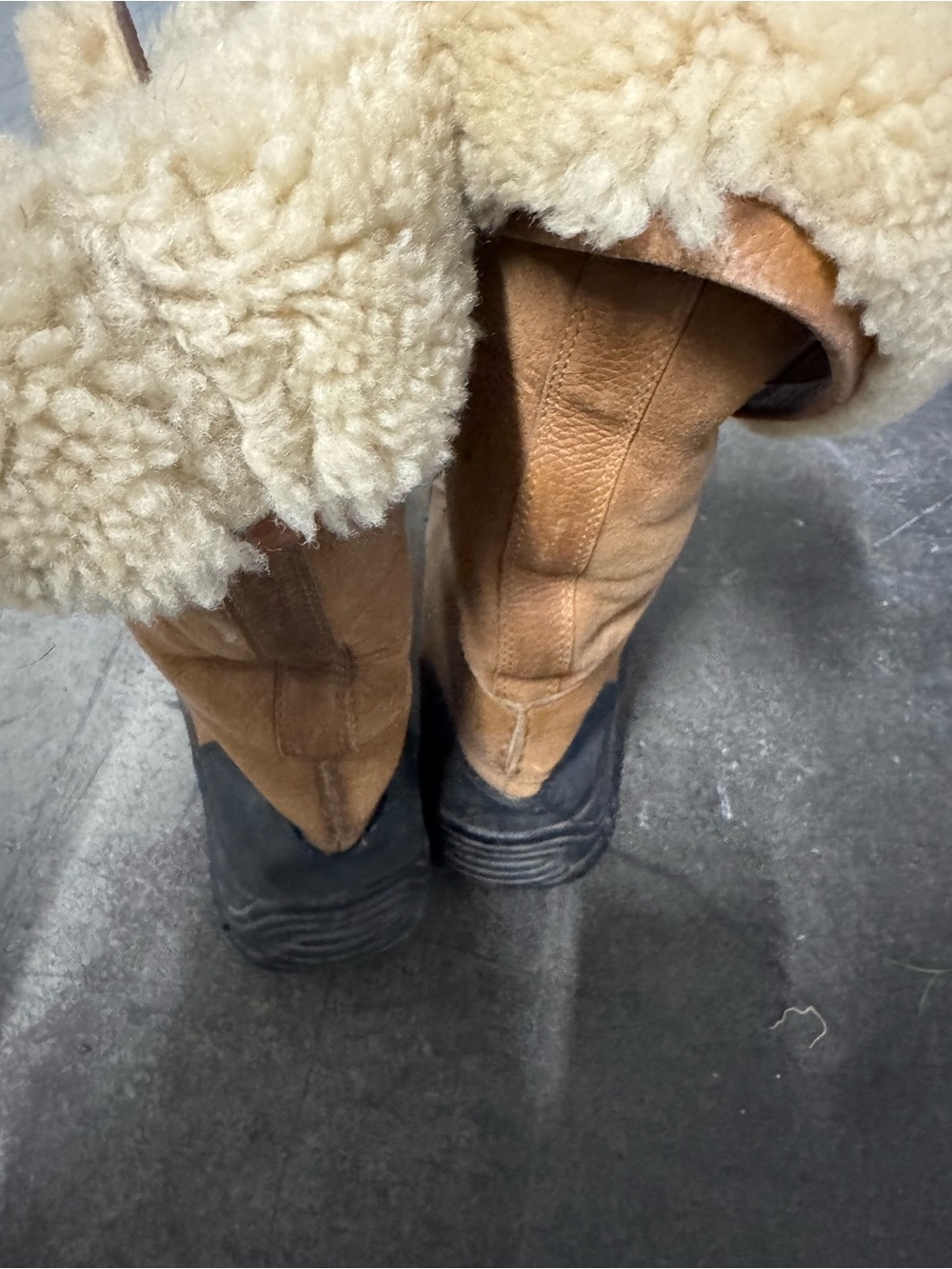 UGG Brown and Black Lace-Up Shearling Winter Boots - Picture 2 of 9